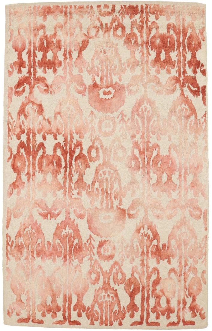 Hand-Tufted Wool Modern Abstract Area Rug 5x8 Contemporary Style: Hand-Tufted Wool Modern Abstract Area Rug 5x8 Contemporary Style This is a pre-owned, hand-tufted area rug featuring a contemporary abstract design in rust color. Made from wool, the rug measures 5'0"