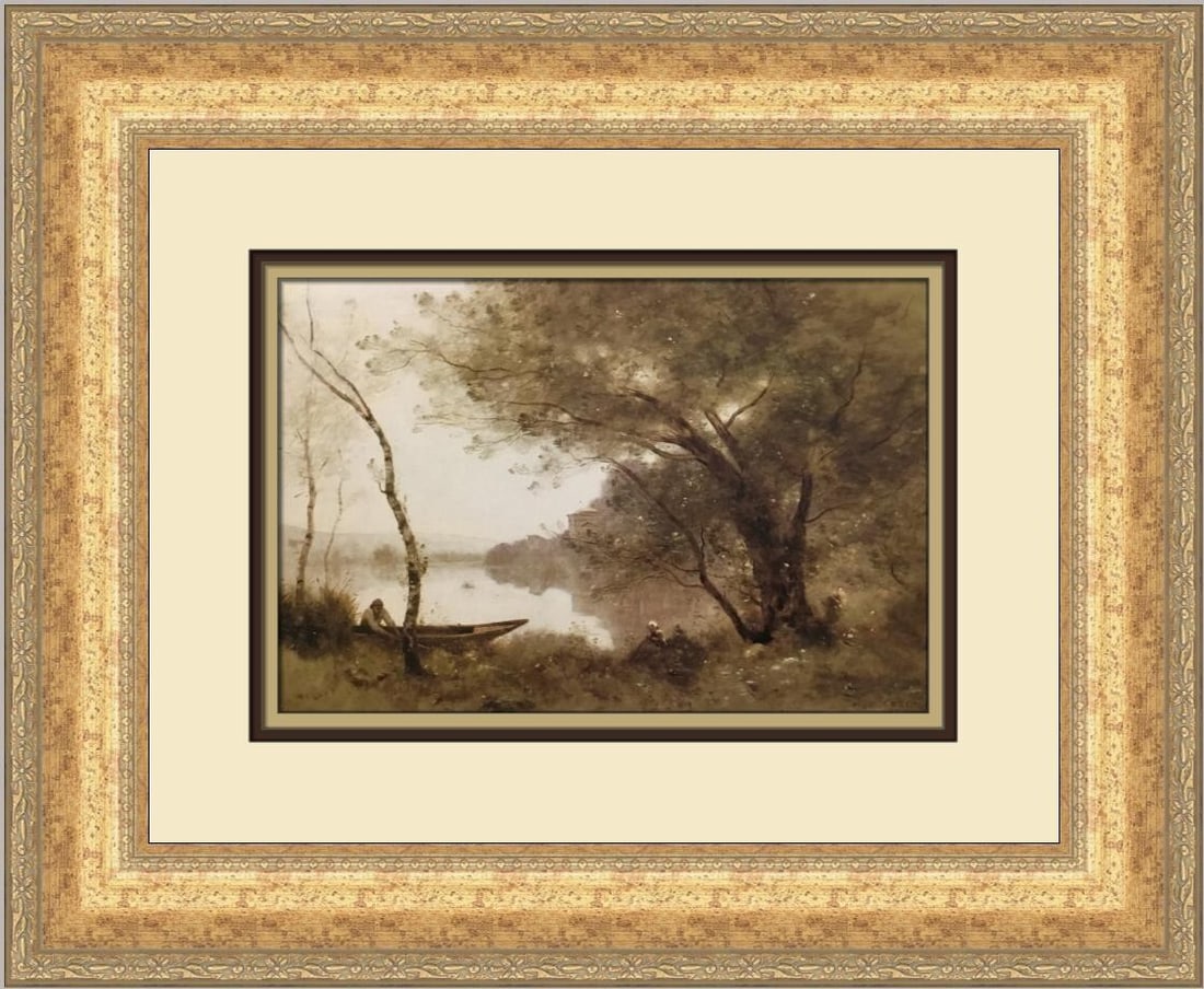 Camille Corot Boatman of Mortefontaine Custom Framed Art Print: Camille Corot Boatman of Mortefontaine Custom Framed Art Print This exquisite custom framed print titled "Boatman of Mortefontaine" by Camille Corot captures the essence of expressionism, impressionis