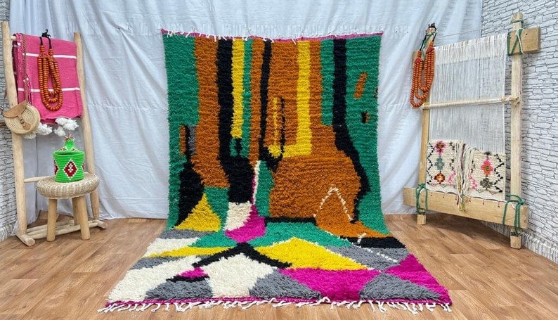 Handwoven Colorful Berber Rug 100% Sheep Wool from Morocco: Handwoven Colorful Berber Rug 100% Sheep Wool from Morocco Discover the beauty of this stunning colorful rug, handwoven in the Atlas Mountains by skilled Berber women weavers using traditional tools a