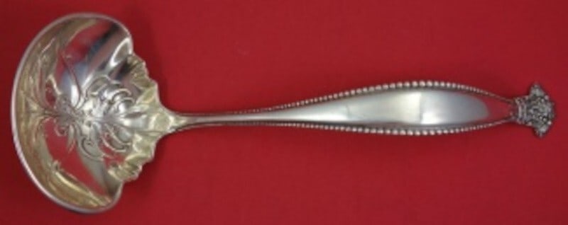 Shiebler Sandringham Sterling Silver Oyster Ladle 11 Inch Serving Spoon: Shiebler Sandringham Sterling Silver Oyster Ladle 11 Inch Serving Spoon Introducing the exquisite Sandringham Oyster Ladle crafted by Shiebler, a stunning piece from the 1850-1899 era. This elegant 11