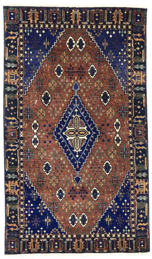 Handmade 3x5 ft Tribal Geometric Wool Rug for Modern Decor: Handmade 3x5 ft Tribal Geometric Wool Rug for Modern Decor Enhance your living space with this stunning Handmade Small Size Tribal Geometric Oriental Rug, perfect for any room in your home. This area 