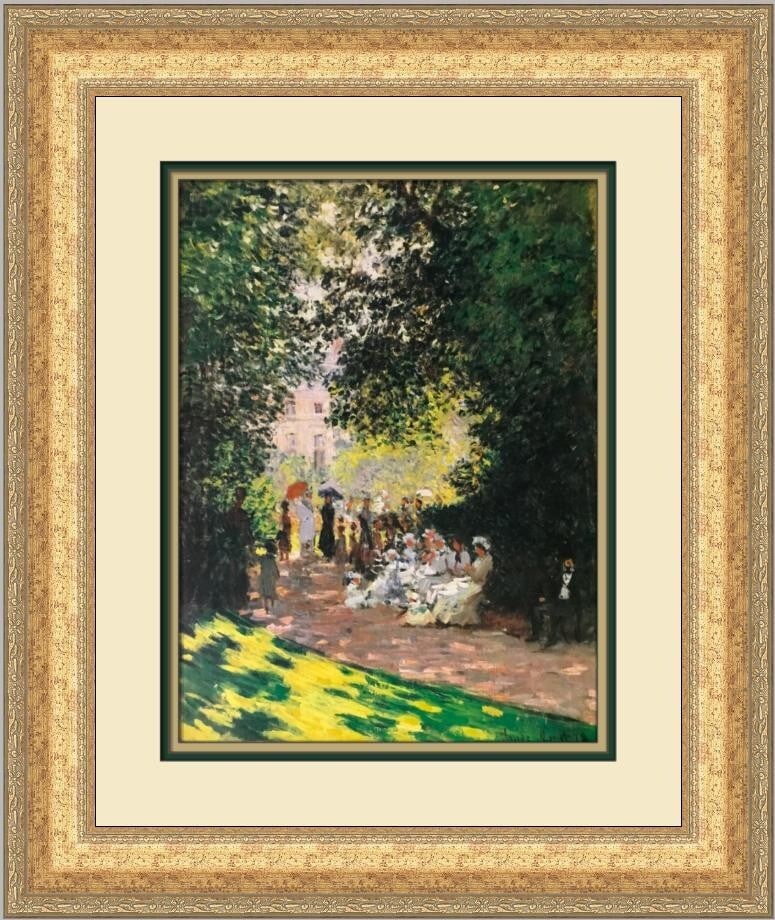 Claude Monet Parisians Enjoying the Parc Monceau Custom Framed Print 22x19: Claude Monet Parisians Enjoying the Parc Monceau Custom Framed Print 22x19 This exquisite custom framed print features Claude Monet's iconic work, "Parisians Enjoying the Parc Monceau," capturing the 