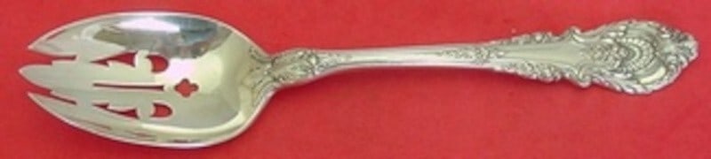 Wallace Sir Christopher Sterling Silver Pierced Serving Spoon 8.5": Wallace Sir Christopher Sterling Silver Pierced Serving Spoon 8.5" This exquisite serving spoon is part of the Sir Christopher pattern by Wallace, crafted from high-quality sterling silver. Measuring 