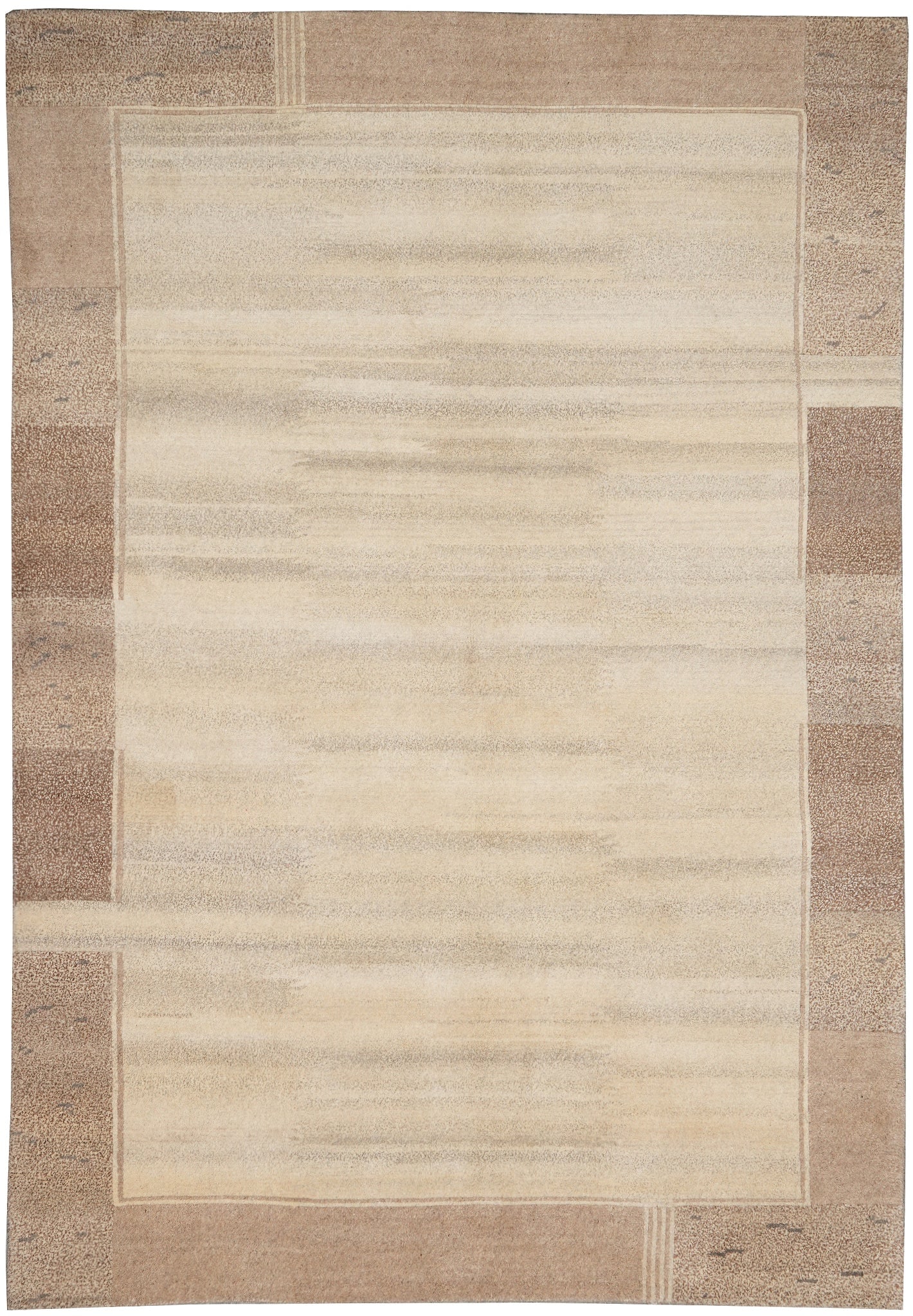 Handmade Contemporary Brown Wool Carpet 5'9 x 7'11: Handmade Contemporary Brown Wool Carpet 5'9 x 7'11 Free continental US Shipping Add a touch of elegance to your space with this 5.9 x 7.11 handmade contemporary carpet. Crafted from dense wool, this c