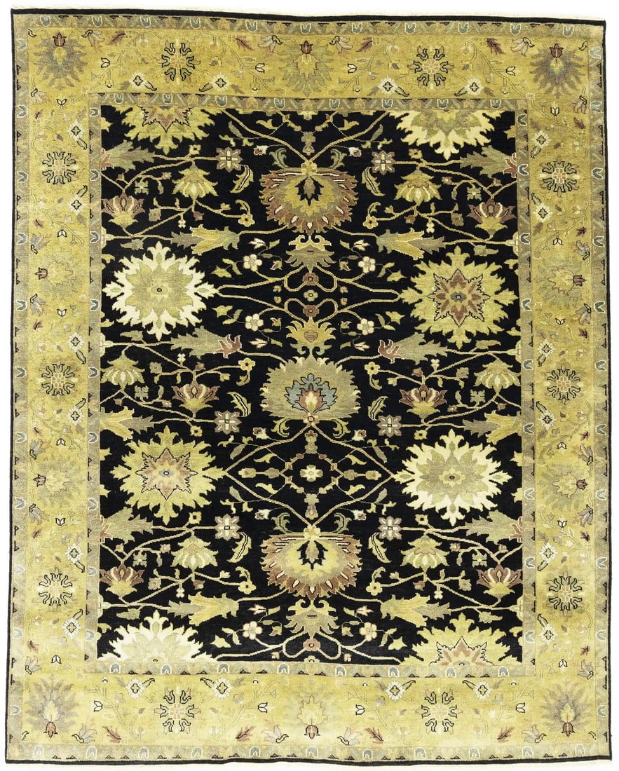 Hand-Knotted Oushak Chobi Wool Rug 8x10 ft Floral Design: Hand-Knotted Oushak Chobi Wool Rug 8x10 ft Floral Design Enhance your living space with this exquisite hand-knotted Oushak Chobi wool rug, measuring 7'11" x 9'10". This large area rug features a stunn