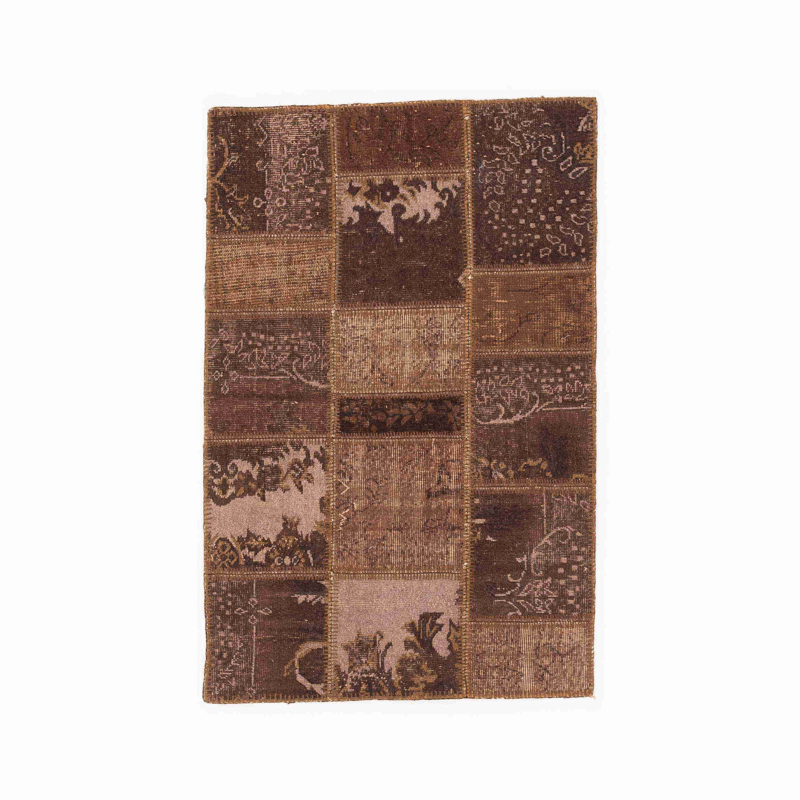 Authentic Handmade Patchwork Carpet Wool on Wool 38.2 x 58.7 (1 of 8)