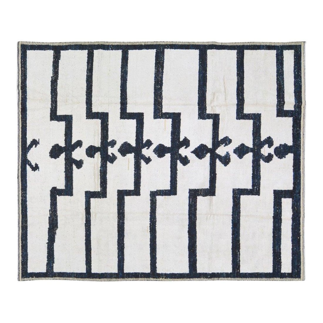 8' x 9'10" Modern Wool Area Rug Moroccan Beni Ourain Style: 8' x 9'10" Modern Wool Area Rug Moroccan Beni Ourain Style This contemporary Moroccan Beni Ourain rug is hand-knotted from wool using traditional techniques, blending classic craftsmanship with modern