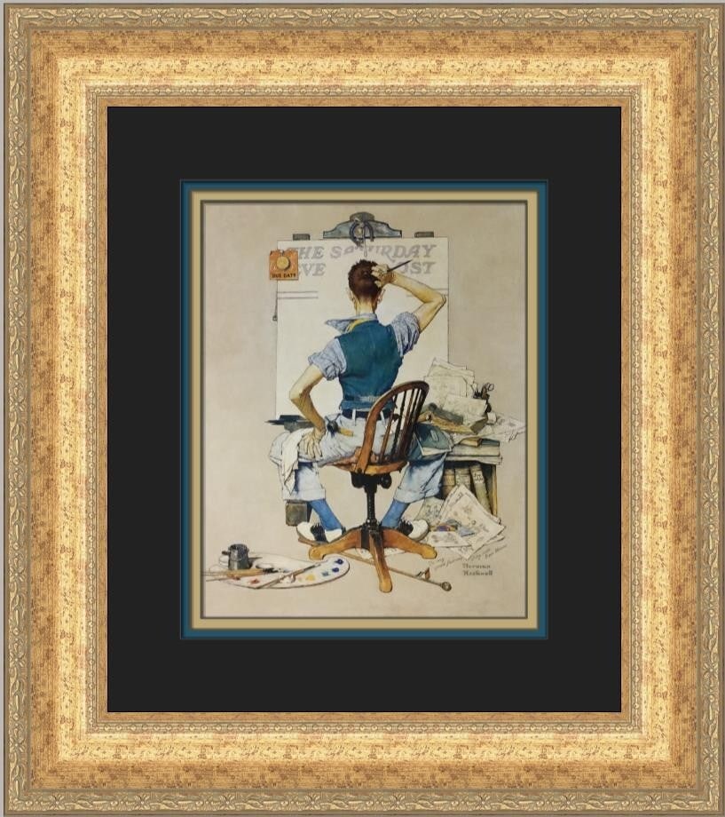 Norman Rockwell Artist Facing Blank Canvas Custom Framed Print 18x16 (1 of 2)