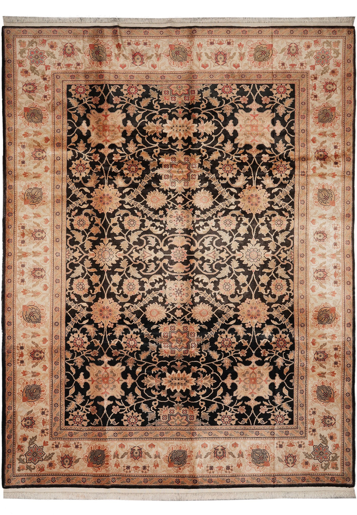 9 x 11.5 Hand-Knotted Ziegler Rug Black 100% Wool: 9 x 11.5 Hand-Knotted Ziegler Rug Black 100% Wool Free continental US Shipping This 9 x 11.5 Ziegler rug features a striking black colorway and hand-knotted construction. Made from 100% premium wool, 