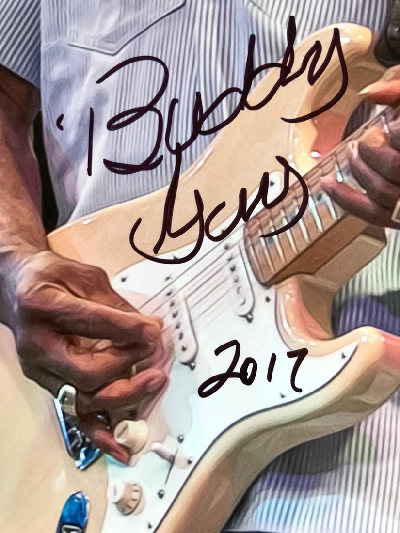 Buddy Guy Signed 2017 Custom Framed Photograph with Provenance: Buddy Guy Signed 2017 Custom Framed Photograph with Provenance This stunning custom framed photograph of Buddy Guy is a must-have for any music enthusiast. Measuring 17" x 25" overall, this original p