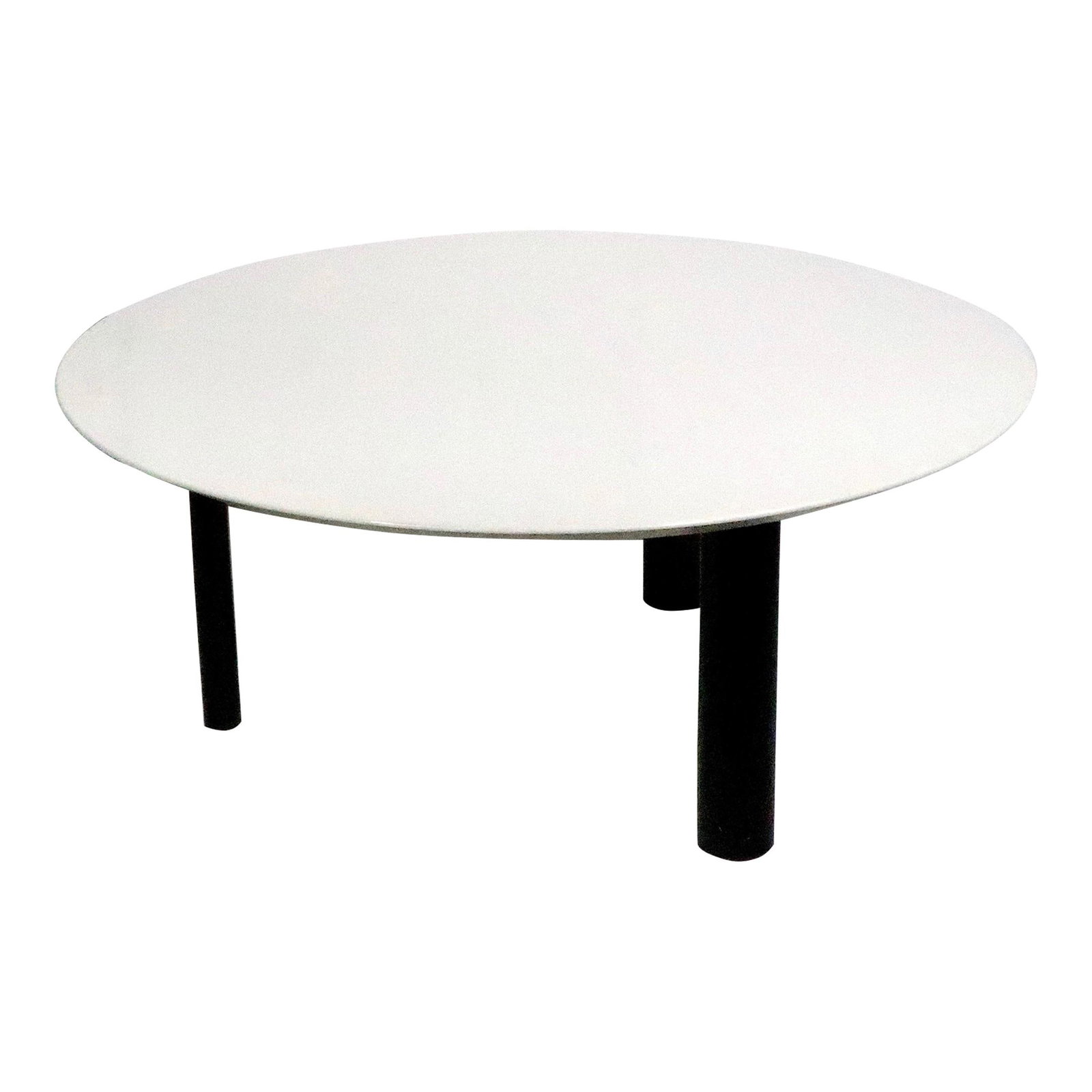 Italian Post Modern Coffee Table with Swing Out Disk 1970s 1980s: Italian Post Modern Coffee Table with Swing Out Disk 1970s 1980s This chic architectural post-modern coffee table features a large round white upper surface paired with a swing-out lower disk element.