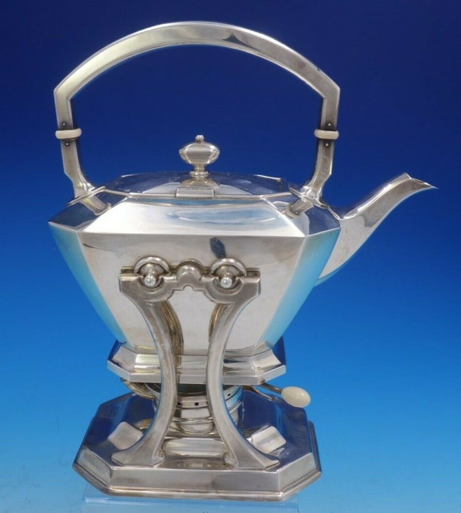 Sterling Silver Kettle on Stand Durgin Gorham Fairfax Pattern (1 of 7)