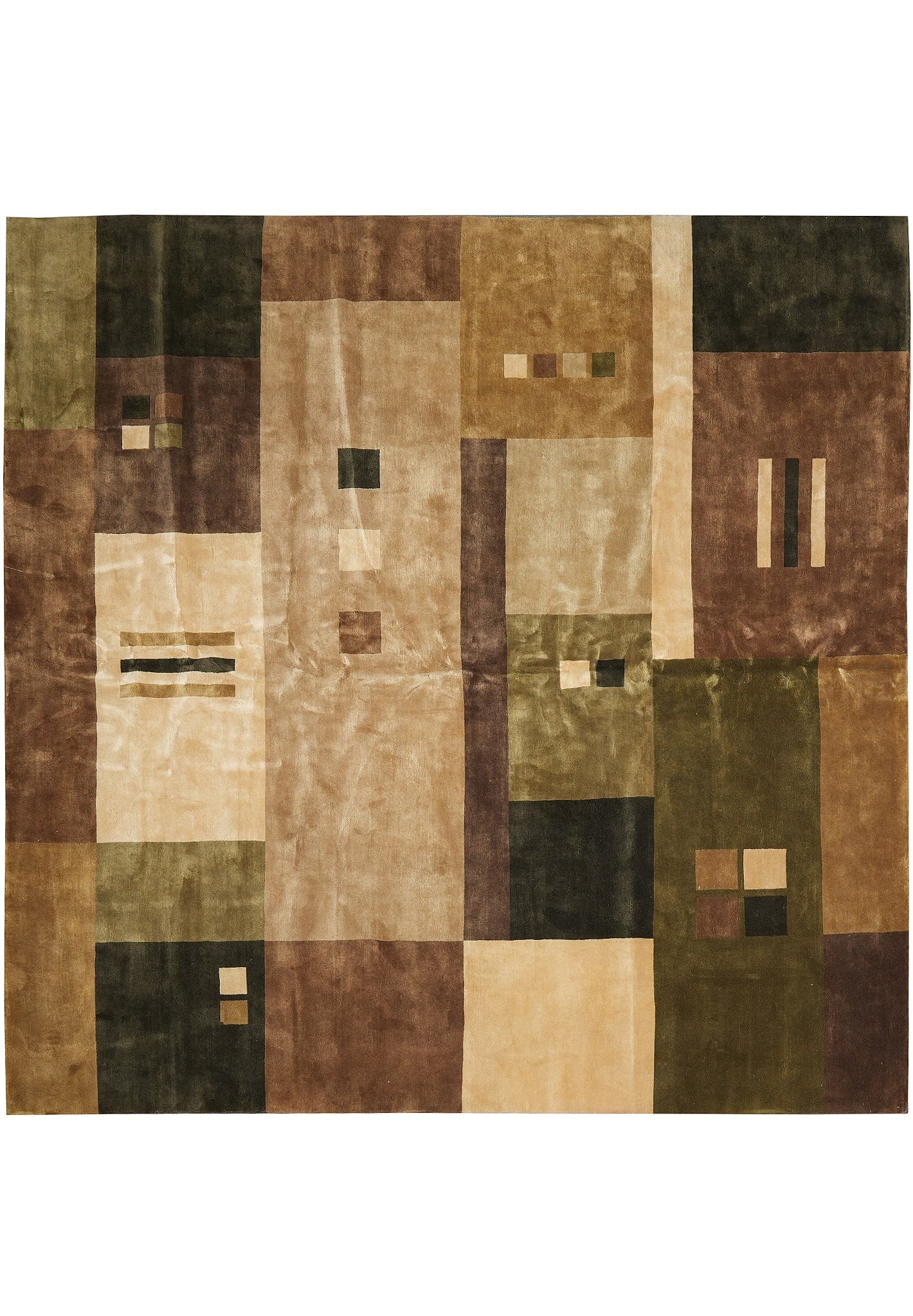 12 x 12 Feet Square Handmade Wool Contemporary Rug: 12 x 12 Feet Square Handmade Wool Contemporary Rug Free continental US Shipping This 12 x 12 feet square contemporary rug is handmade from high-quality natural wool and features a clean, minimal moder