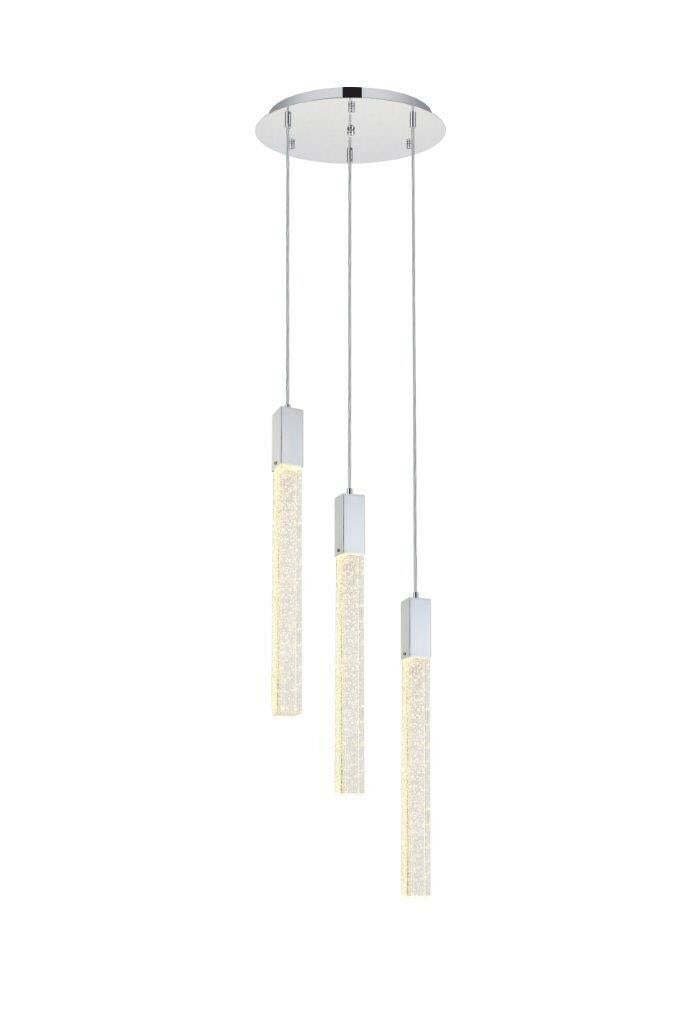 Weston 3 Light Chrome Crystal Pendant Chandelier: Weston 3 Light Chrome Crystal Pendant Chandelier Modern crystal pendant chandelier with a polished chrome finish and clear seeded crystal bar details. It is a 3-light indoor fixture with hardwired ins