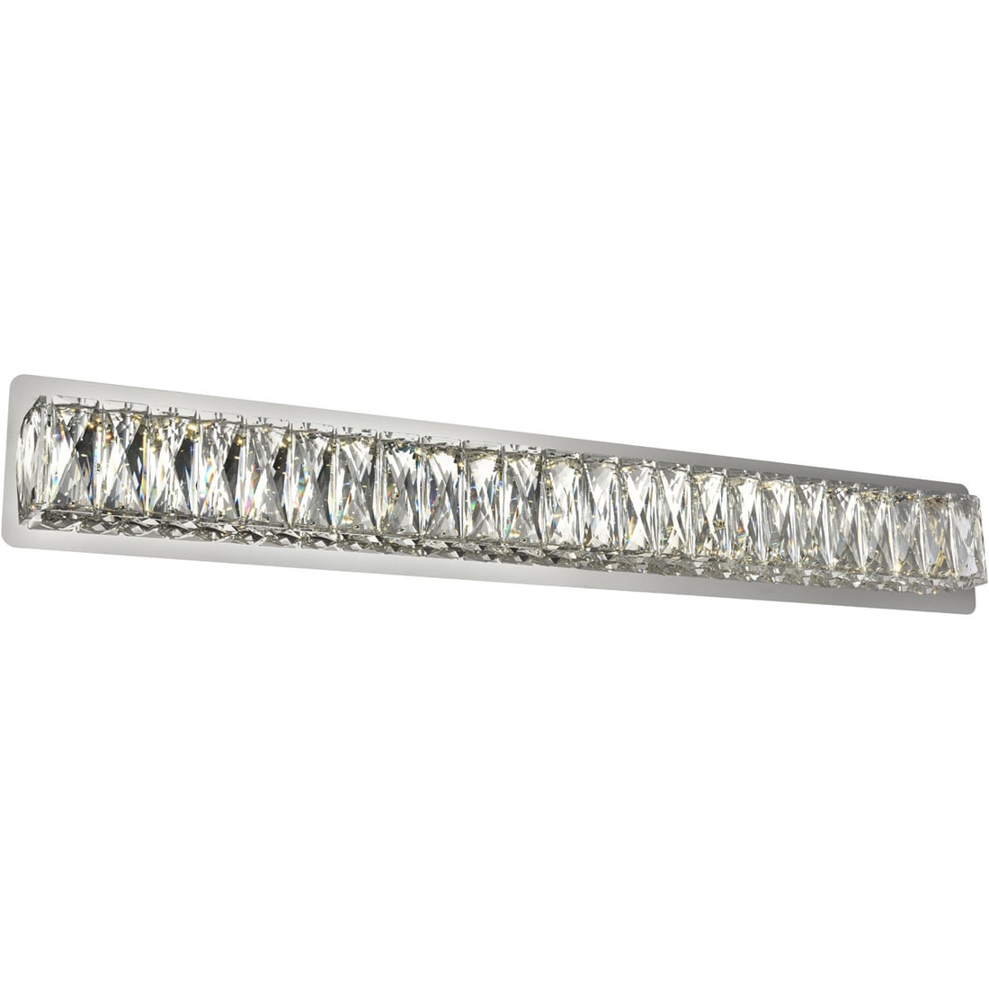 Monroe Chrome Crystal LED Wall Sconce 31.9 inch: Monroe Chrome Crystal LED Wall Sconce 31.9 inch This modern wall sconce features a polished chrome finish and sparkling royal cut clear crystals, offering a sophisticated lighting solution for various