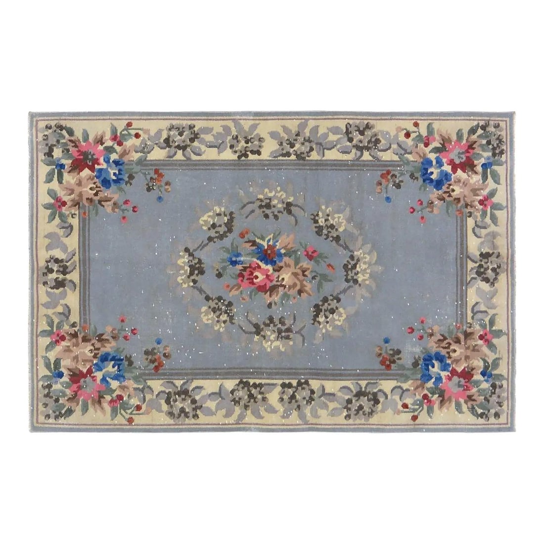 3'10" x 5'10" Hand-Knotted Wool Art Deco Chinese Rug: 3'10" x 5'10" Hand-Knotted Wool Art Deco Chinese Rug This vintage Chinese Art Deco rug is hand-knotted from wool using traditional techniques. Its stone gray color and rich texture offer a blend of cl