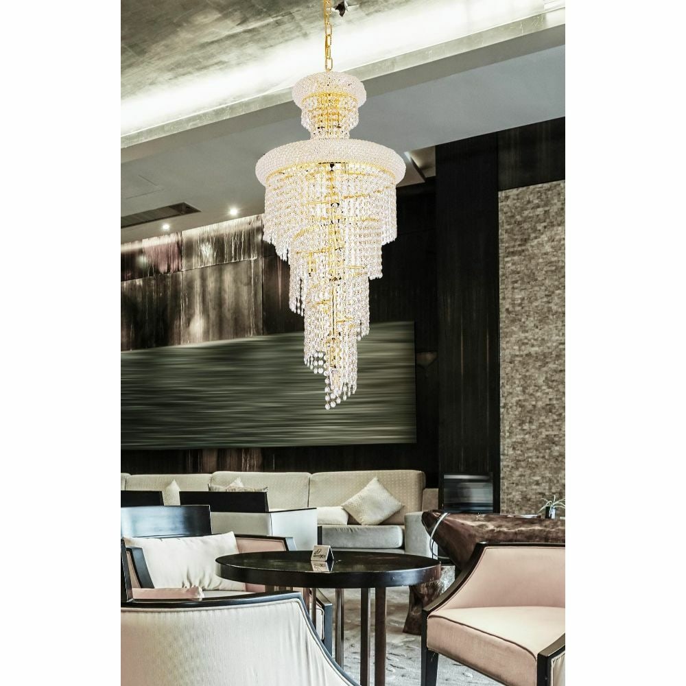 Lighting Spiral 10 Light Gold Crystal Chandelier 36 in (1 of 9)