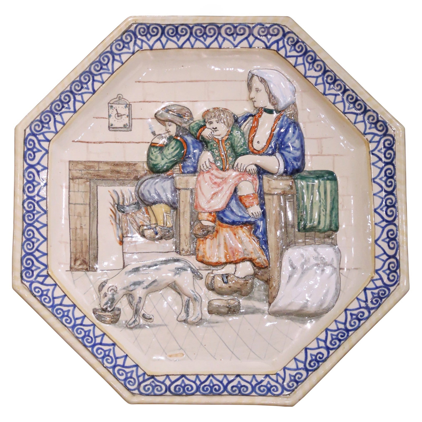 19th Century HB Quimper Faience Octagonal Serving Tray Hand-Painted France (1 of 10)