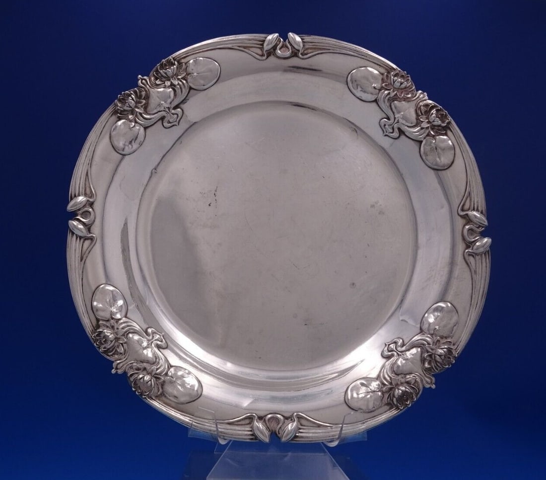 Whiting Lily Pad Sterling Silver Serving Platter Art Nouveau 12" (1 of 9)