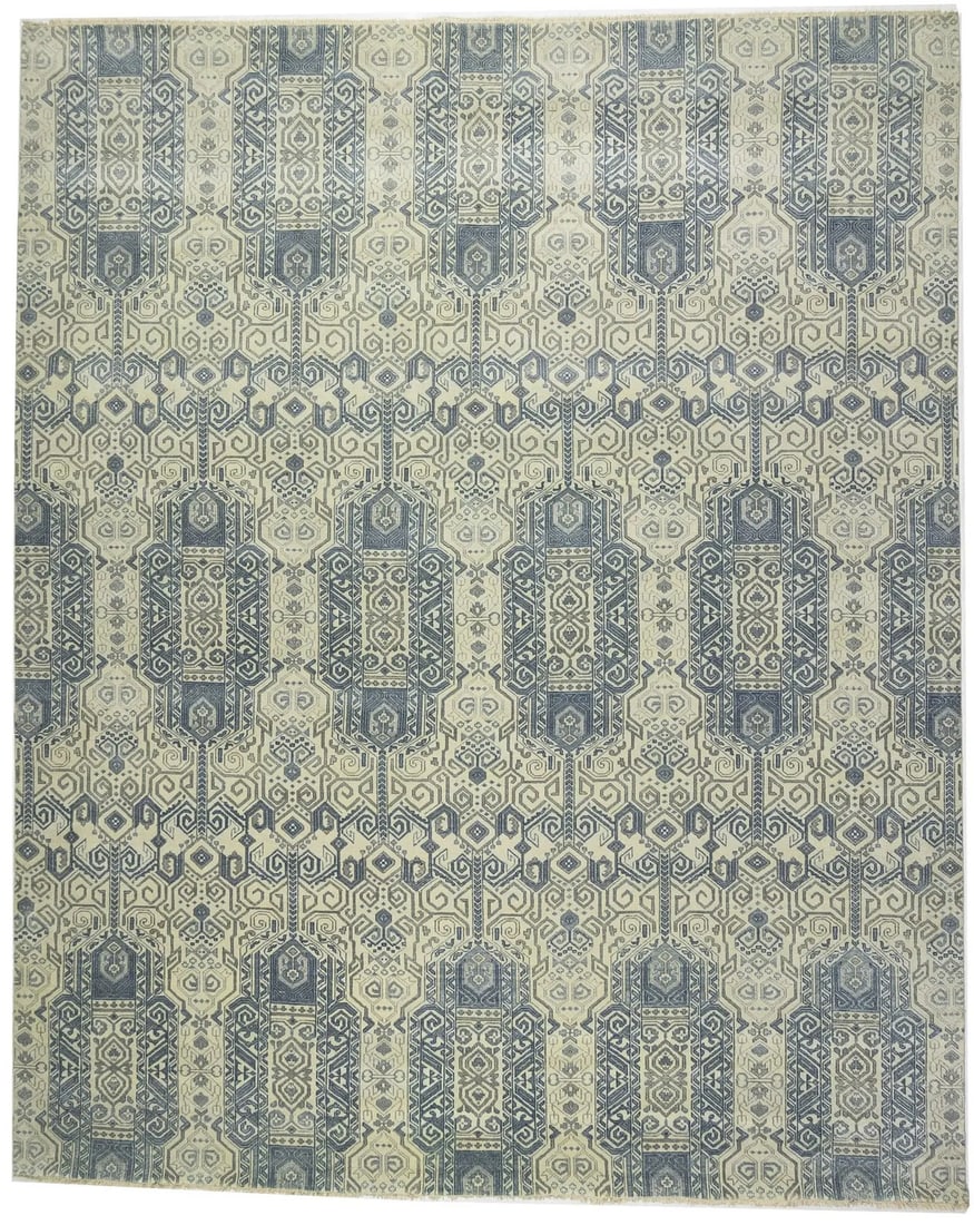 Handmade Cream Geometric 12x15 ft Wool Area Rug: Handmade Cream Geometric 12x15 ft Wool Area Rug Enhance your living space with this stunning 12x15 ft Geometric Transitional Handmade Cream Extra Large Oriental Rug Carpet. Expertly crafted in India, 