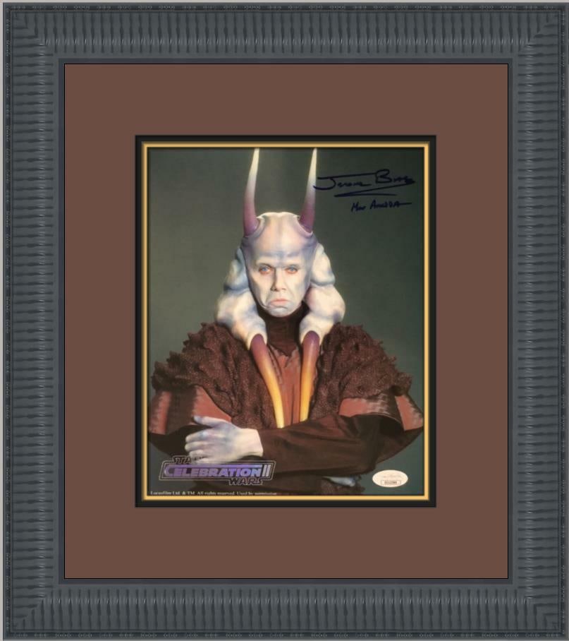 Mas Amedda Signed 8x10 Star Wars Photo Custom Framed JSA COA: Mas Amedda Signed 8x10 Star Wars Photo Custom Framed JSA COA This custom framed photograph features Mas Amedda from the Star Wars franchise, signed by Jerome Blake, who portrayed the character in Epis