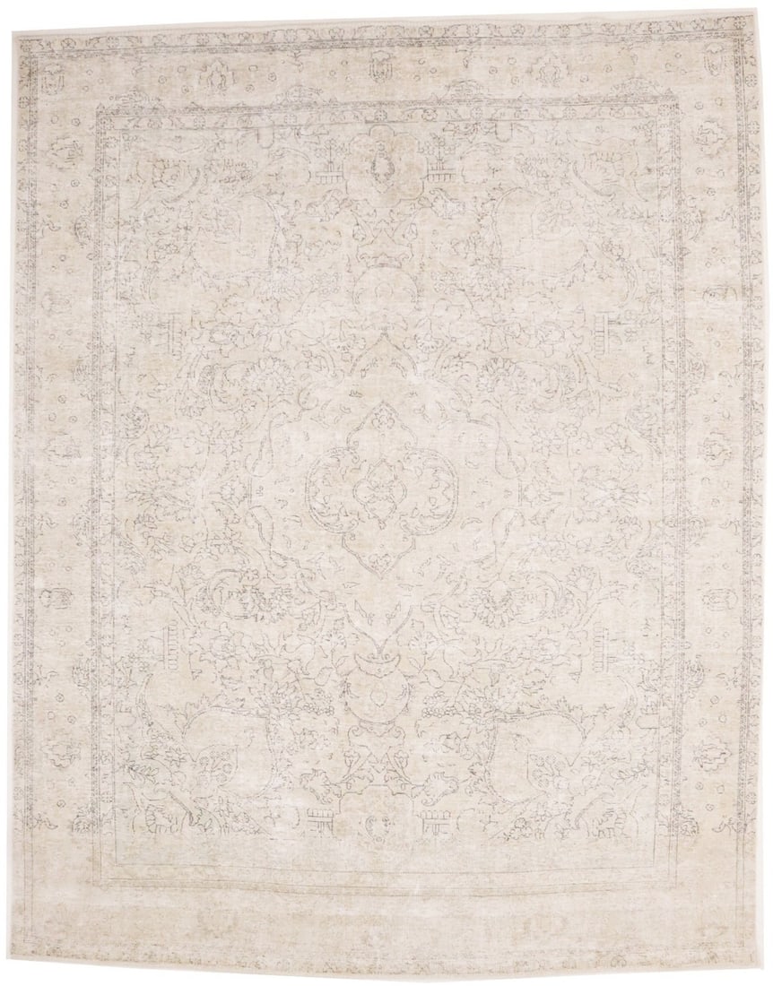 Muted Hand-Knotted Wool Area Rug 9'9 x 12'4 Vintage Floral Pattern: Muted Hand-Knotted Wool Area Rug 9'9 x 12'4 Vintage Floral Pattern Enhance your living space with this stunning Antique Distressed Oriental Rug, featuring muted colors like beige, cream, and brown. Th