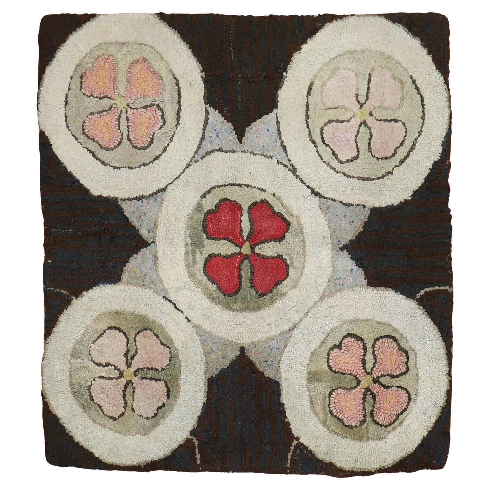 Zabihi Collection Handcrafted 36in American Futurist Square Rug: Zabihi Collection Handcrafted 36in American Futurist Square Rug This American Hooked Square Rug from the Zabihi Collection features a unique futurist style, perfect for adding a touch of vintage charm