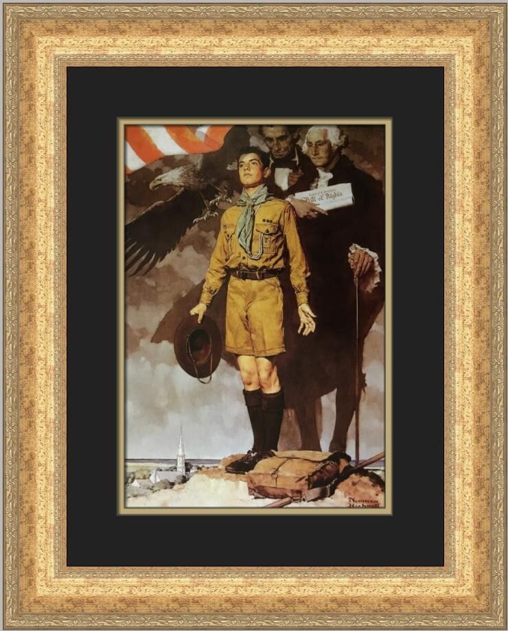 Norman Rockwell Boy Scout Calendar Cover Custom Framed Art Print: Norman Rockwell Boy Scout Calendar Cover Custom Framed Art Print This striking custom framed print features the iconic "Boy Scout Calendar Cover" by Norman Rockwell, a celebrated artist known for his 