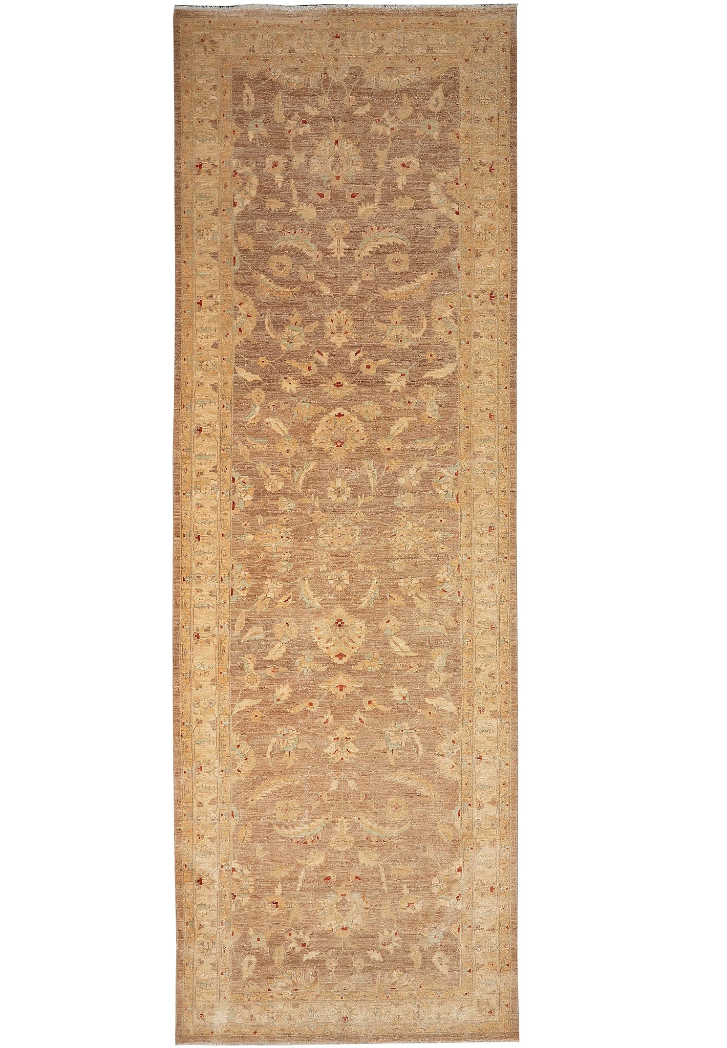 6 x 17.8 Gallery Size Wide Runner Neutral Brown Gold Wool Rug: 6 x 17.8 Gallery Size Wide Runner Neutral Brown Gold Wool Rug Free continental US Shipping This oversized gallery-size wide runner is a handmade traditional rug with classic motifs, elegant borders, a