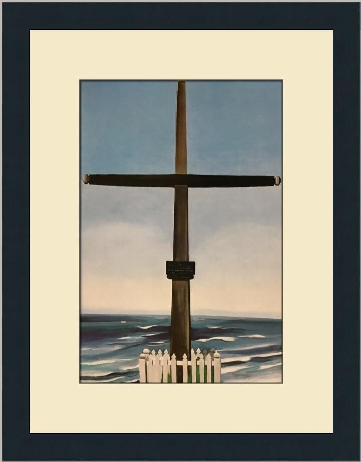 Georgia O'Keeffe Cross by the Sea Custom Framed Art Print: Georgia O'Keeffe Cross by the Sea Custom Framed Art Print This stunning custom framed print titled "Cross by the Sea in Canada" is an exquisite piece by renowned artist Georgia O'Keeffe. Measuring 18 