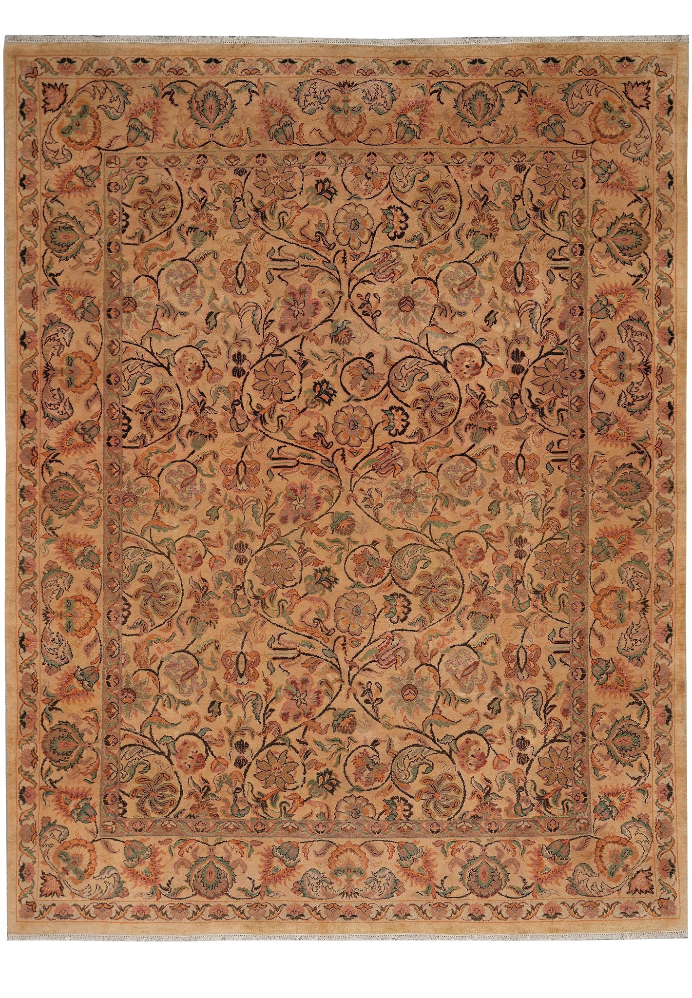 8 x 10 Handmade Pakistani Jaipur Style Wool Transitional Rug: 8 x 10 Handmade Pakistani Jaipur Style Wool Transitional Rug Free continental US Shipping This 8 x 10 Jaipur-style handmade Pakistani rug features a warm transitional color palette with rich terracott