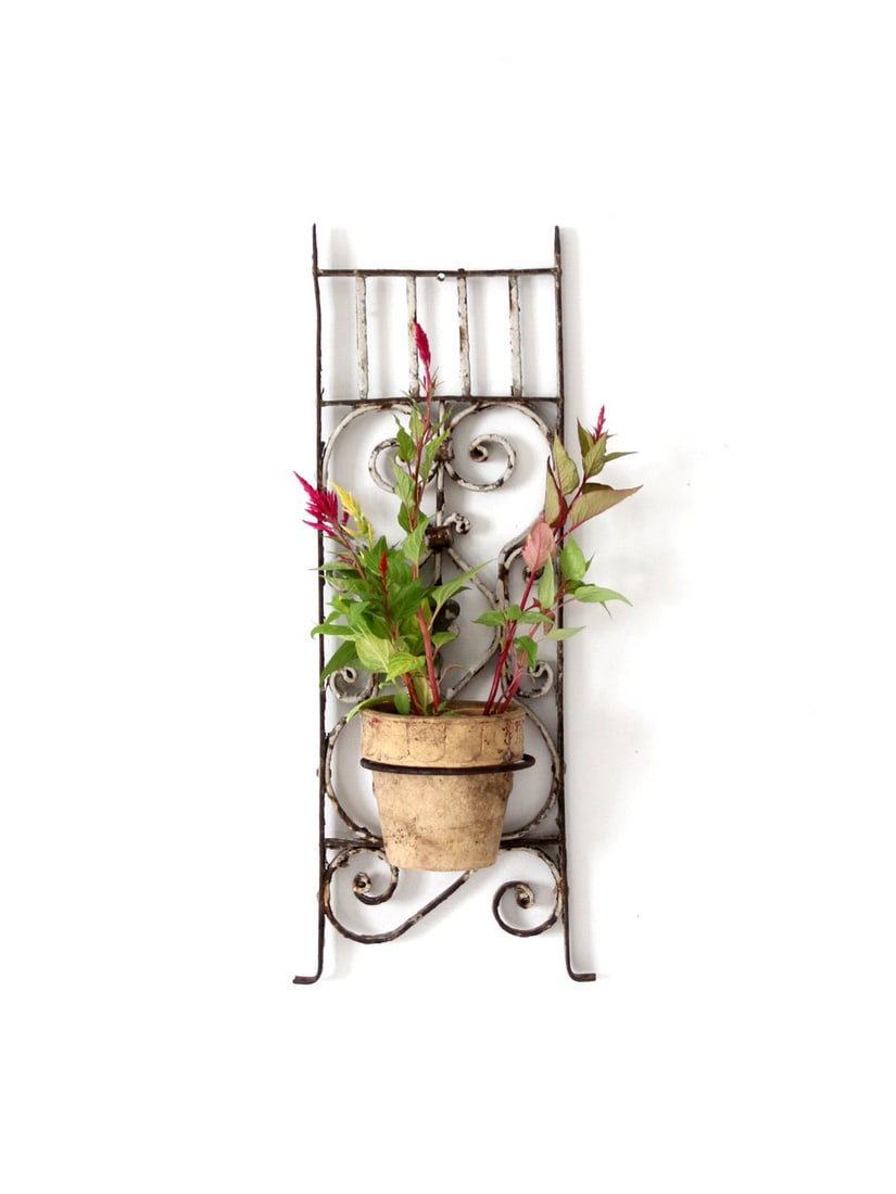 Wrought Iron Wall Plant Holder Spanish Revival Sconce (1 of 15)