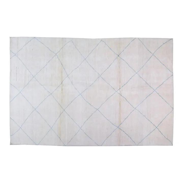6'7 x 10' Wool Area Rug Modern Moroccan Hand-Knotted Design: 6'7 x 10' Wool Area Rug Modern Moroccan Hand-Knotted Design This hand-knotted Moroccan wool rug is crafted using traditional techniques, blending classic artistry with a contemporary design approach. 