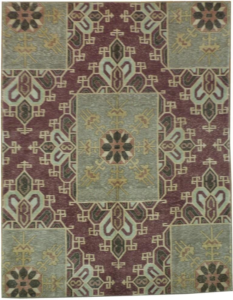 Handmade 7.8 x 9.9 Burgundy Mamlook Wool Rug: Handmade 7.8 x 9.9 Burgundy Mamlook Wool Rug Free continental US Shipping Elevate your home decor with the exquisite 7.8 x 9.9 Burgundy Mamlook Rug. This stunning piece features an elegant blend of tr