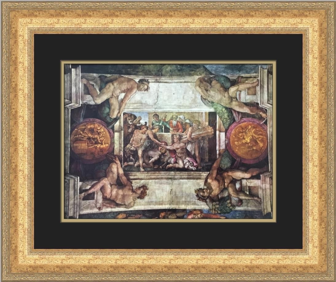Michelangelo Noahs Sacrifice Open Edition Framed Print 18 x 22: Michelangelo Noahs Sacrifice Open Edition Framed Print 18 x 22 This is a custom-framed open edition offset lithograph print titled "Noah's Sacrifice" by Michelangelo. Produced in 1961 in the United St