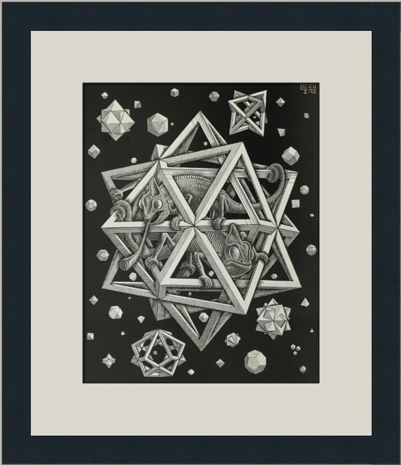 Framed M C Escher Stars licensed reprint lithograph (1 of 2)