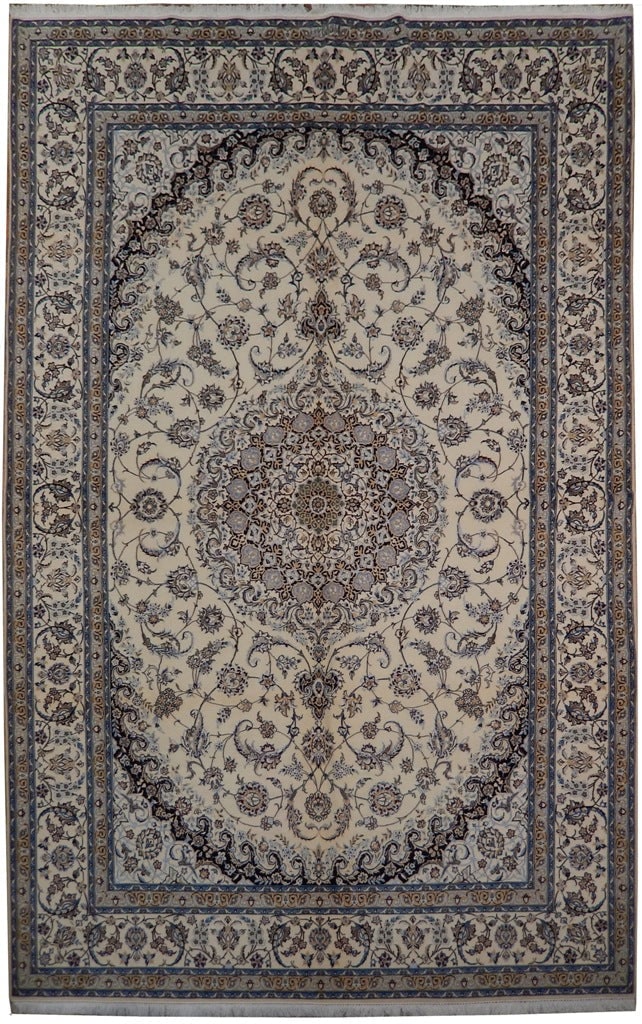 Signed Habibian Persian Nain Rug 7 x 11 Handmade Wool Silk 6 LA 500 KPSI Iran: Signed Habibian Persian Nain Rug 7 x 11 Handmade Wool Silk 6 LA 500 KPSI Iran Free continental US Shipping This Persian Nain rug is a hand-knotted, signed piece from the renowned Habibian master works