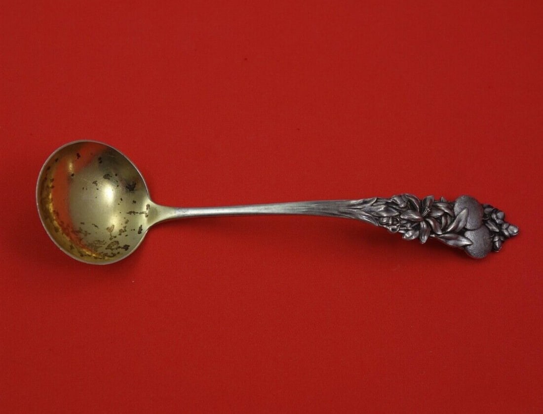 Durgin Orange Blossom Sterling Silver Mayonnaise Ladle Gold Washed 5 3/8" (1 of 2)