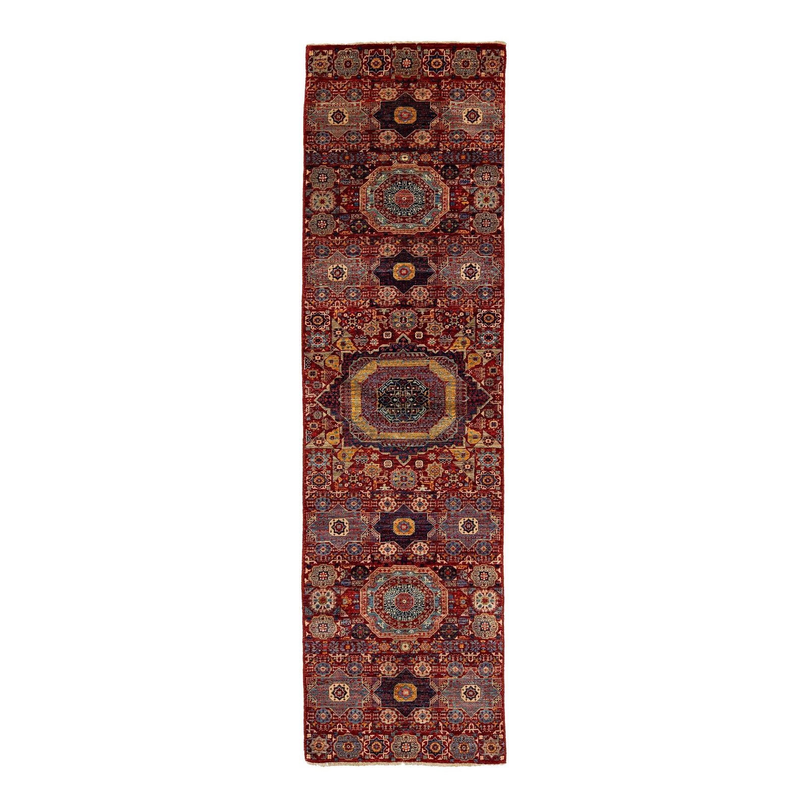 Modern Red Wool Runner Floral Design 2'9 x 9'9 Handmade: Modern Red Wool Runner Floral Design 2'9 x 9'9 Handmade Elevate your space with this stunning modern transitional handmade wool runner, showcasing a vibrant red field adorned with an intricate all-ove