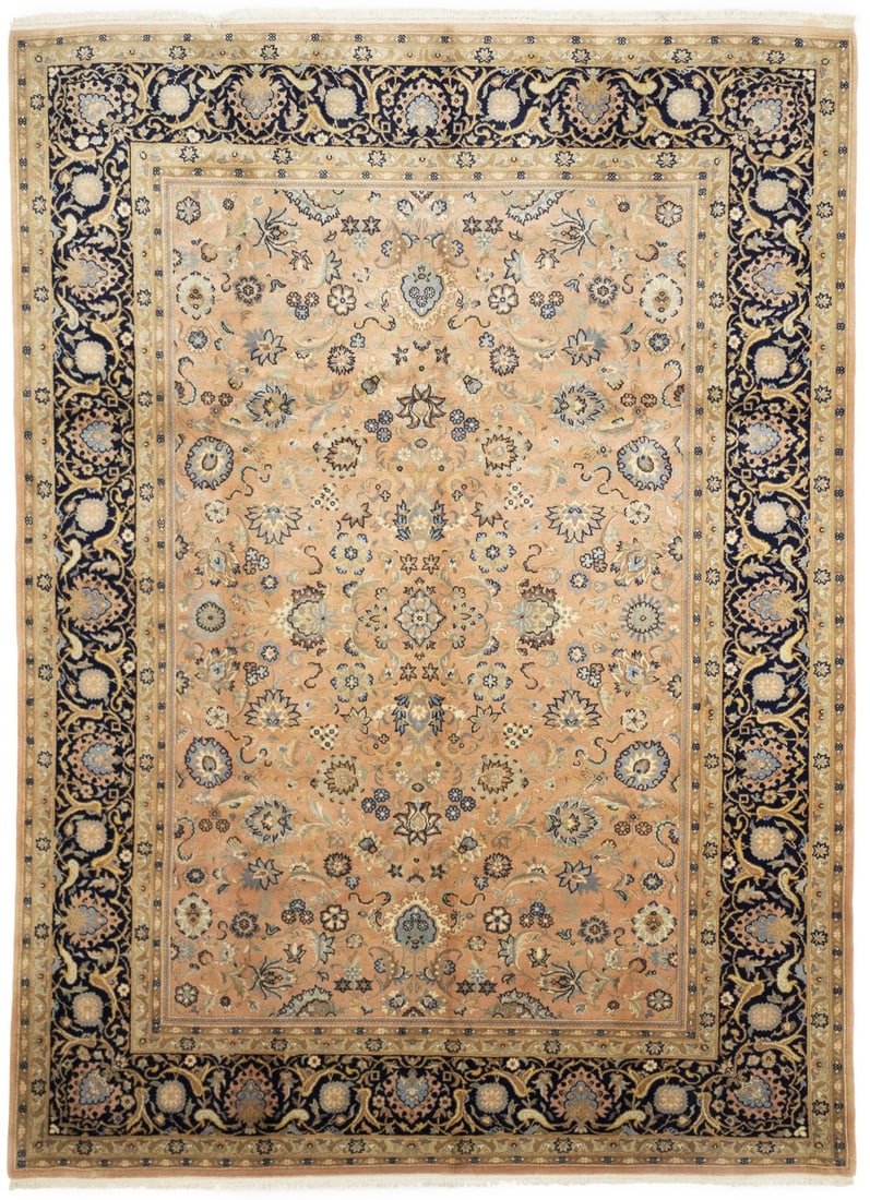 Vintage Floral Wool Area Rug Hand-Knotted India 9x12 Traditional Decor Carpet: Vintage Floral Wool Area Rug Hand-Knotted India 9x12 Traditional Decor Carpet This hand-knotted traditional floral Oriental rug is crafted from wool and features a vintage-inspired design. The rug sho
