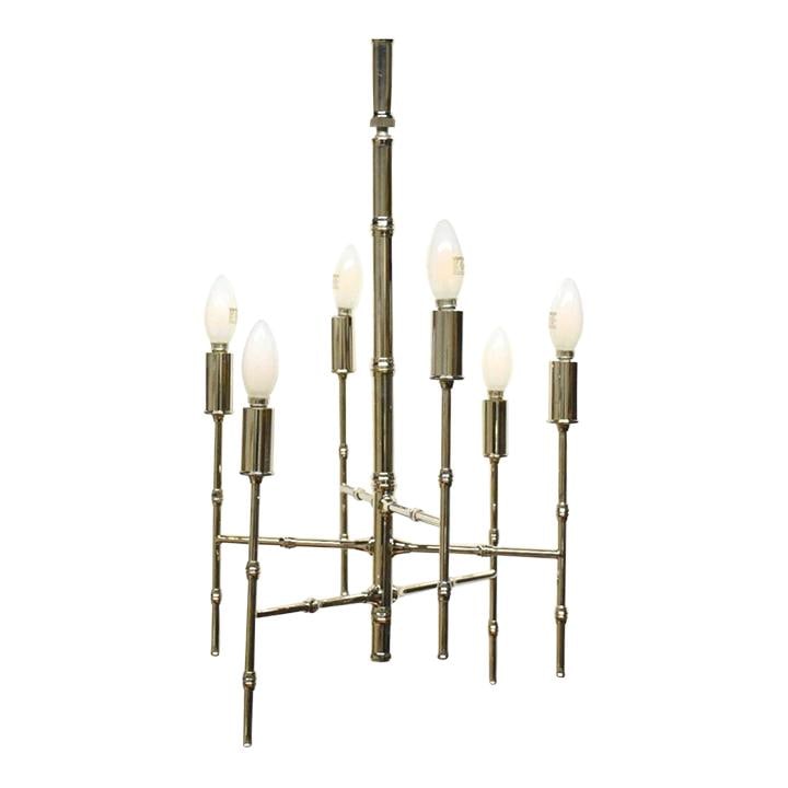Modern Chrome Bamboo Chandelier 6 Bulb by Visual Comfort (1 of 5)