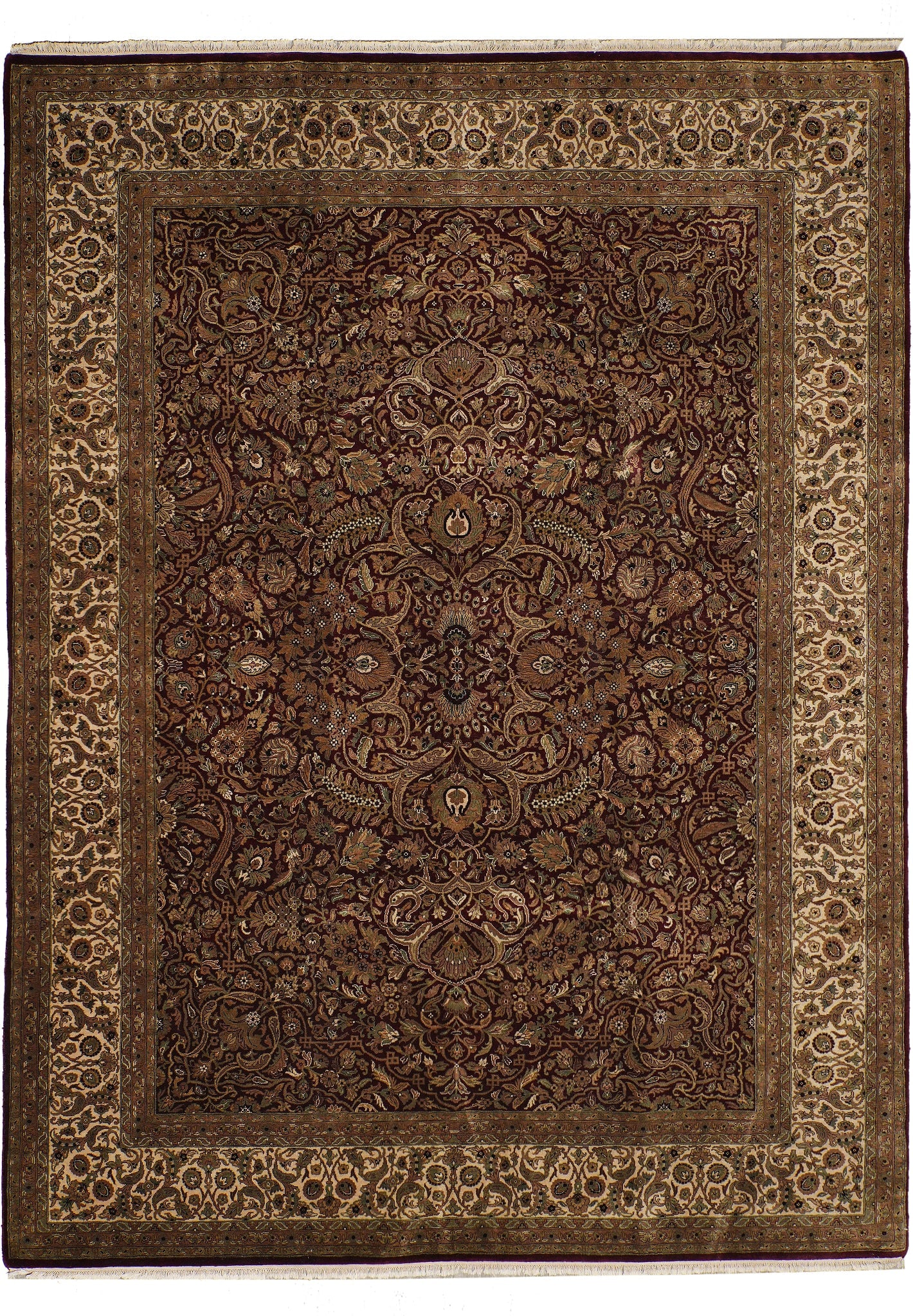 9.3 x 12 Hand-Knotted India Chobi Peshawar Wool Rug: 9.3 x 12 Hand-Knotted India Chobi Peshawar Wool Rug Free continental US Shipping This high quality hand-knotted India rug features a classic Chobi pattern with delicate floral motifs, flowing vines, a