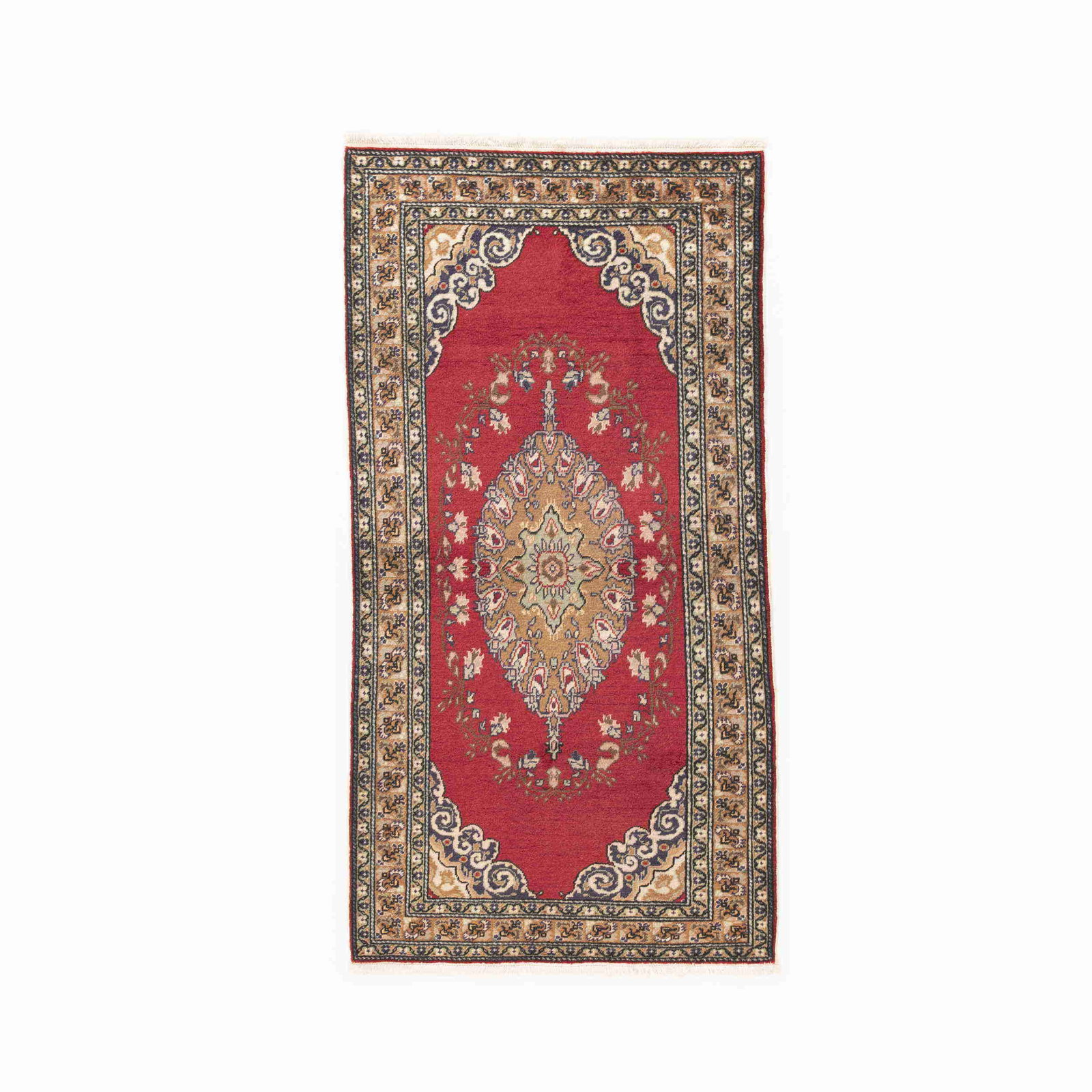 Authentic Handmade Kayseri Carpet Wool on Cotton 37.4 x 72.8: Authentic Handmade Kayseri Carpet Wool on Cotton 37.4 x 72.8 Experience the beauty of traditional craftsmanship with this Authentic Handmade Kayseri Carpet. This exquisite piece is made from high-qual