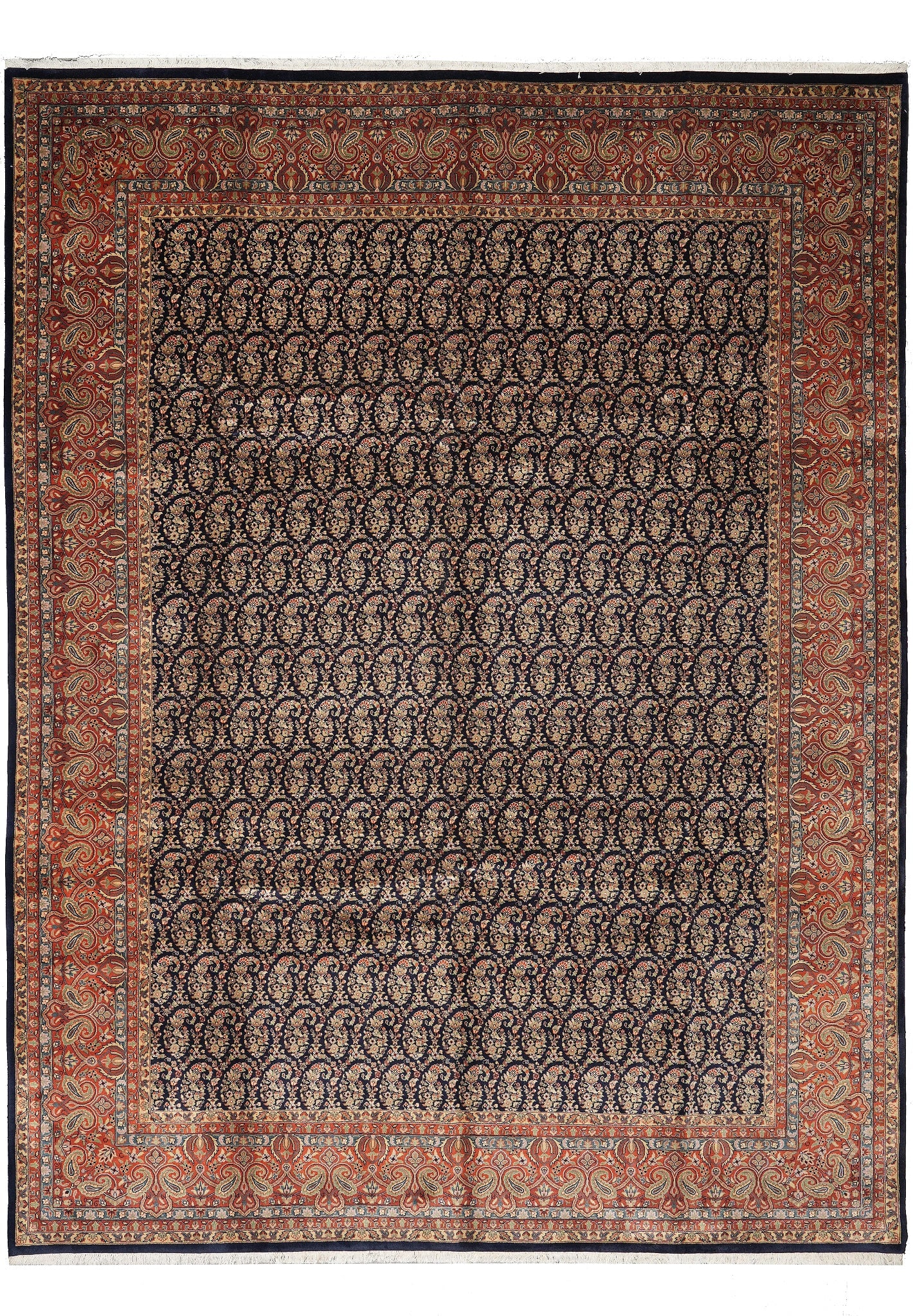10 x 12.9 Hand Knotted Natural Wool Herati Paisley Rug: 10 x 12.9 Hand Knotted Natural Wool Herati Paisley Rug Free continental US Shipping Hand-knotted Herati paisley rug in natural wool with a dense weave and a classic Persian-inspired pattern. The desig