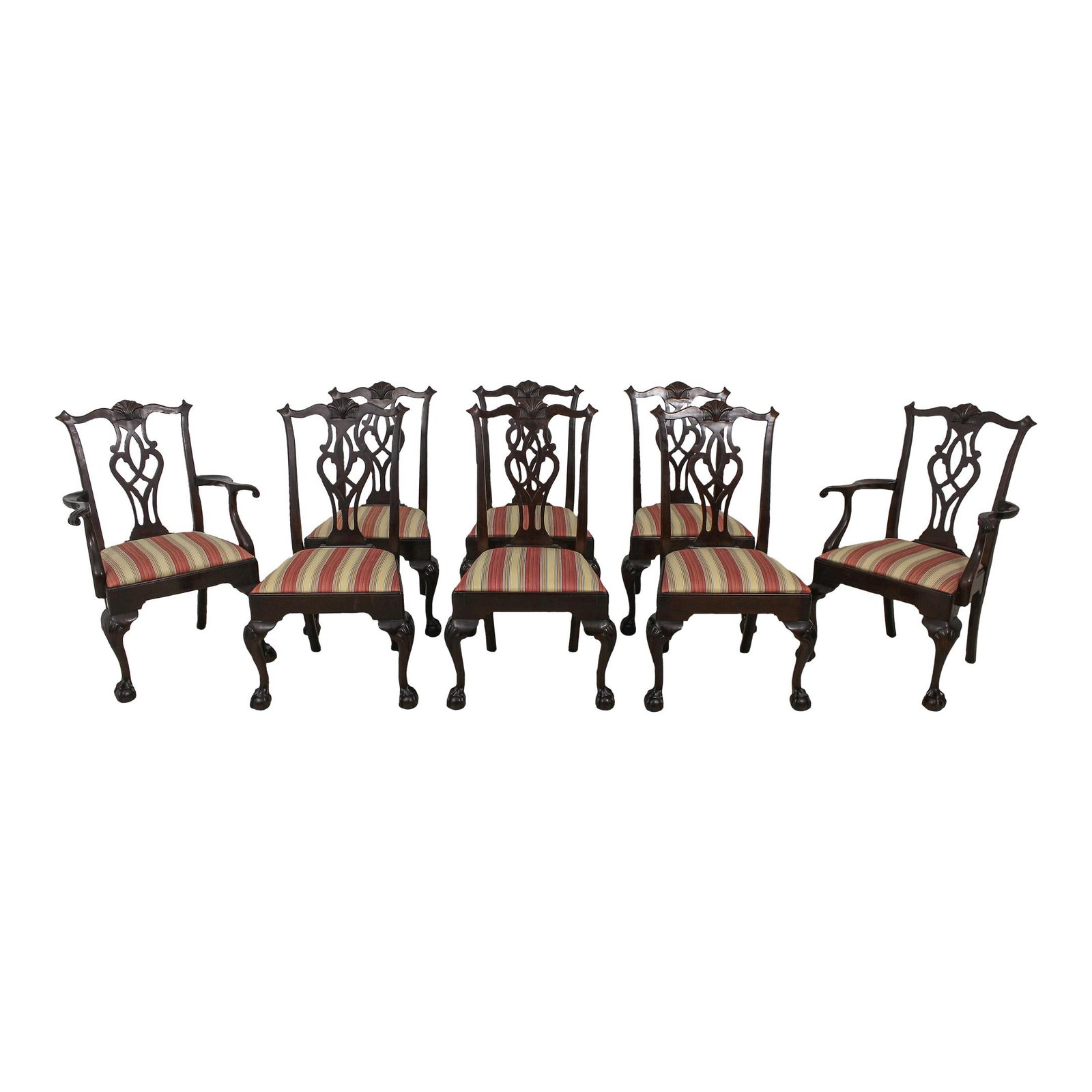 Set of 8 Stickley Chippendale Mahogany Dining Chairs (1 of 10)