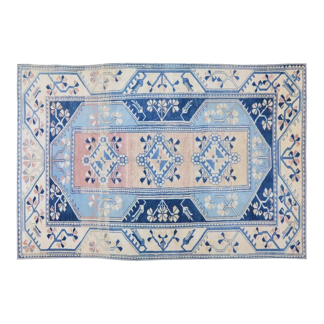 Anatolian Wool Area Rug Hand Knotted 6'1'' x 9' Vintage Turkish Design (1 of 6)