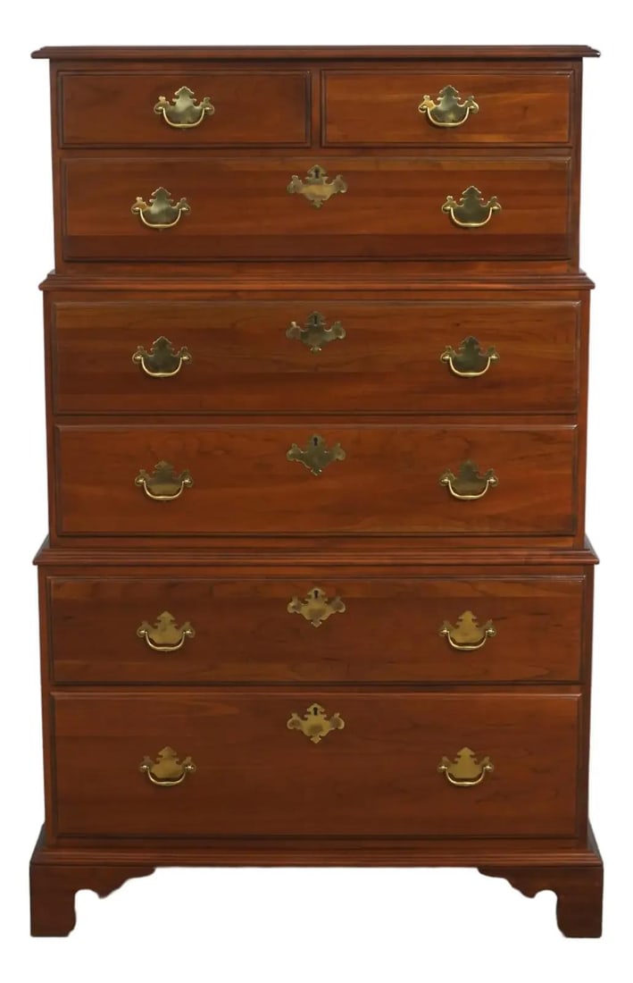 Harden Solid Cherry Chippendale Style High Chest: Harden Solid Cherry Chippendale Style High Chest This traditional Chippendale style high chest features a triple stack design and is expertly crafted from solid cherry wood. It offers dovetailed drawe