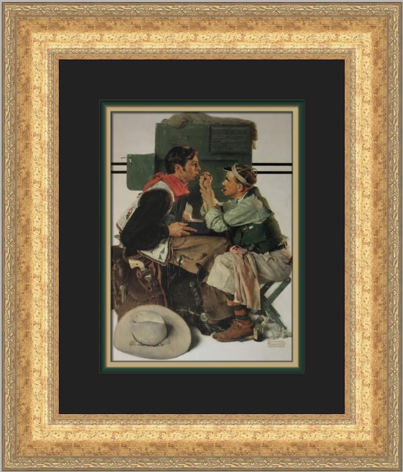 Norman Rockwell Gary Cooper Texan Custom Framed Print 2001: Norman Rockwell Gary Cooper Texan Custom Framed Print 2001 This beautifully custom framed print features Norman Rockwell's iconic portrayal of Gary Cooper as the Texan. Measuring 18 in x 16 in, it sho