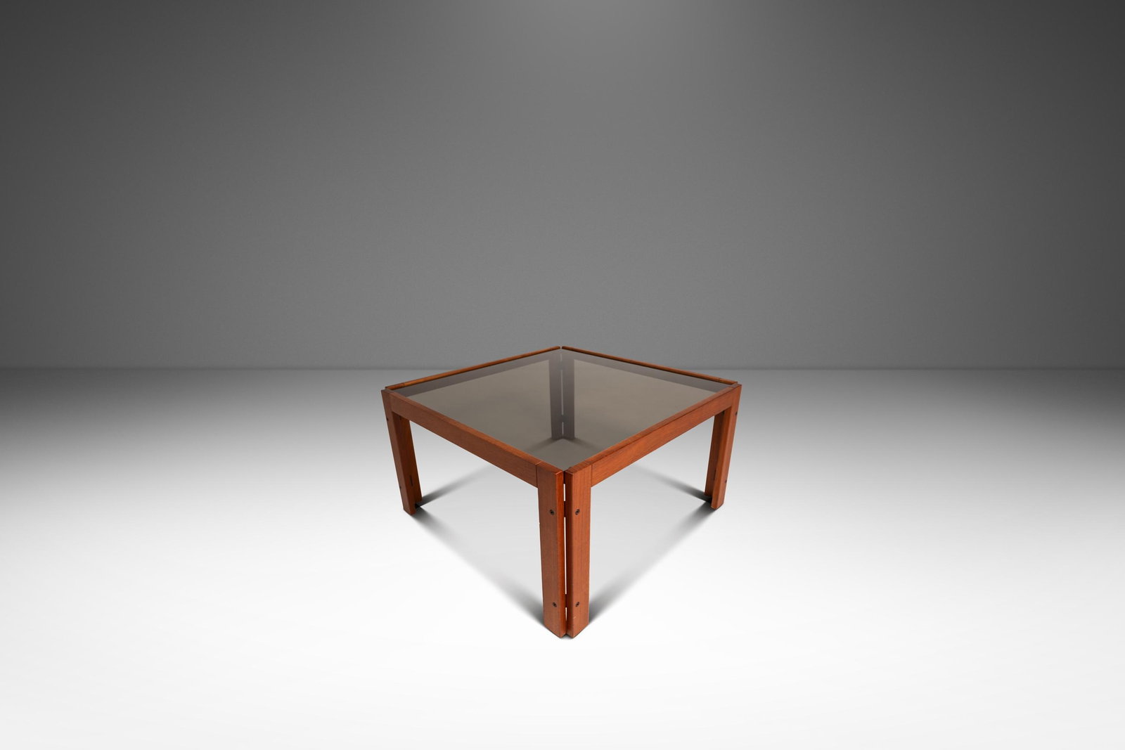 Danish Modern Teak Coffee Table with Smoked Glass Top (1 of 16)