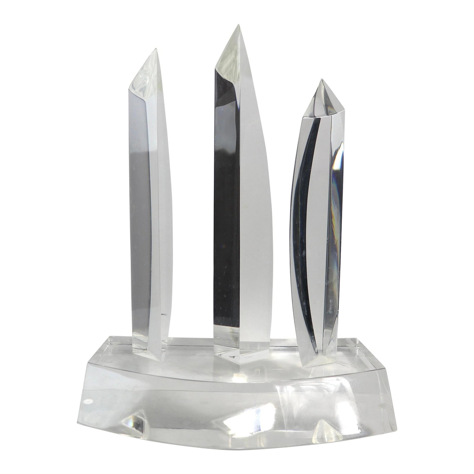 Hivo Van Teal Lucite Sculpture 1970s Signed Transparent Art: Hivo Van Teal Lucite Sculpture 1970s Signed Transparent Art This striking Lucite sculpture by renowned artist Hivo Van Teal, created in the 1970s, features three vertical elements elegantly mounted on